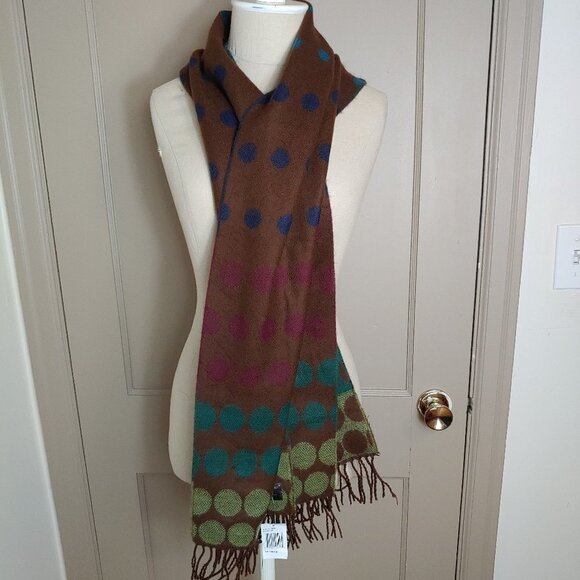 NWT D&Y Softer Than Cashmere Scarf Polka Dot Fringe Wrap Shawl Retro Boho - Picture 5 of 7